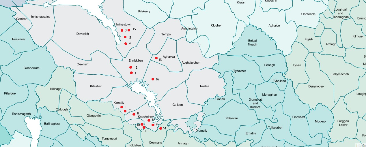 Distribution of the Seery Surname across the County of Fermanagh, 1864